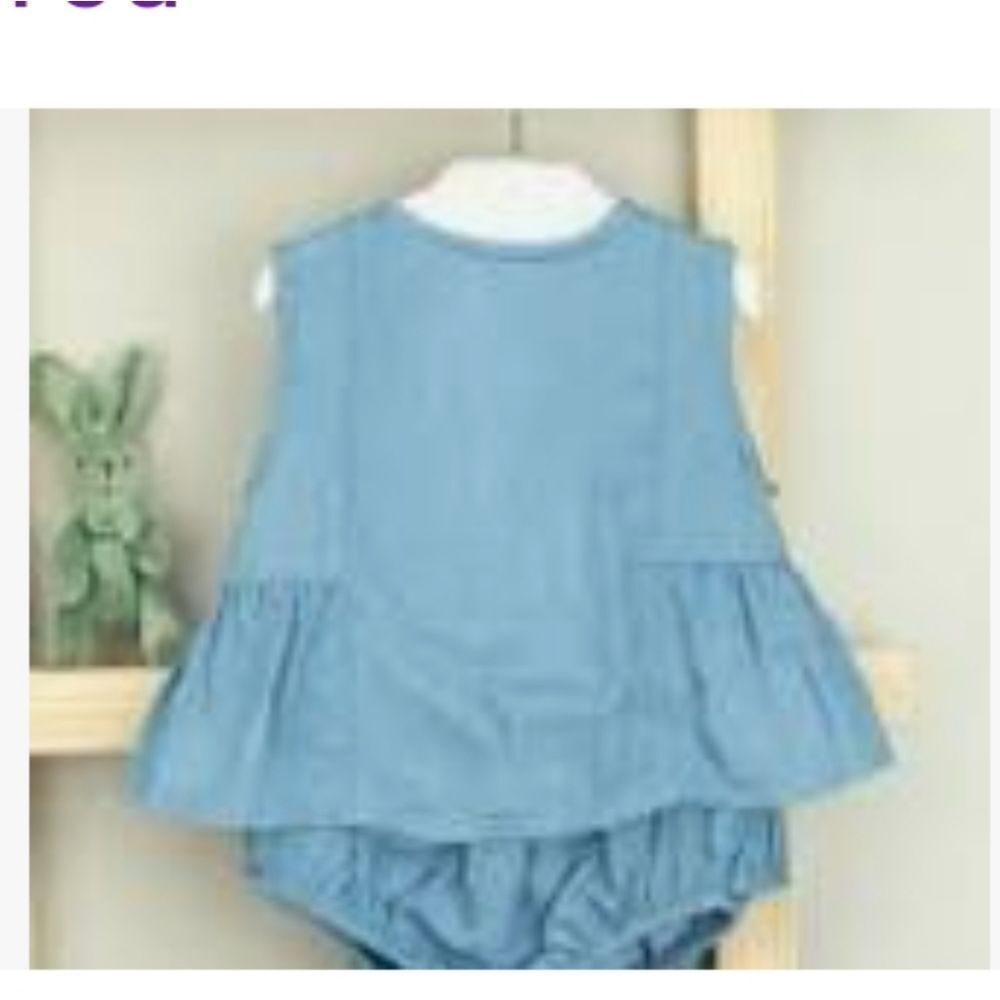 Denim chambray diaper cover set
